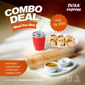 Combo Deal - Meal for One - 1 Masala Dosa 1 Chaat Item 1 Regular Drink